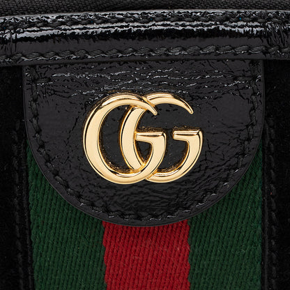 Gucci Suede Patent Leather Ophidia Dome Small Shoulder Bag