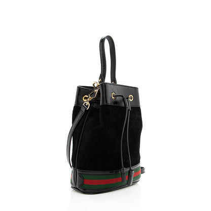 Gucci Suede Patent Leather Ophidia Bucket Bag