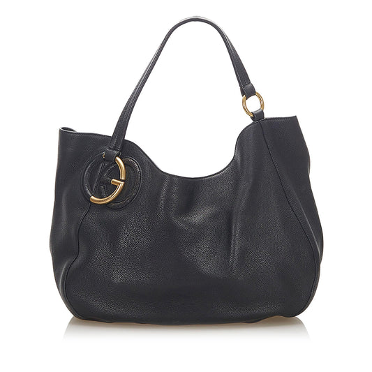 Gucci Twill Leather Tote (SHG-17572)