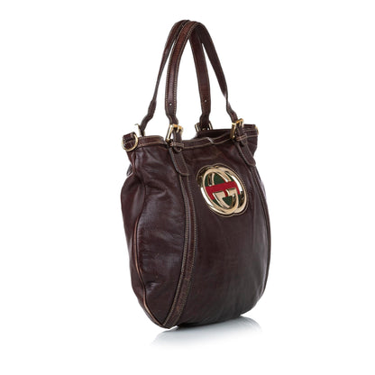 Gucci Web Britt Leather Satchel