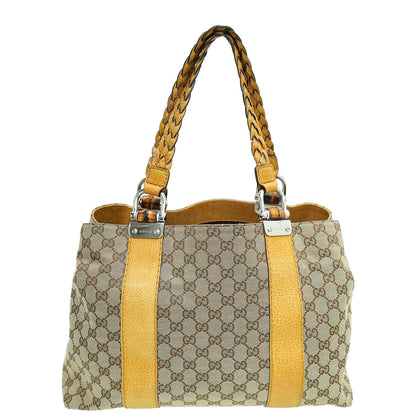 Gucci Bicolor GG Bamboo Bar Medium Tote Bag