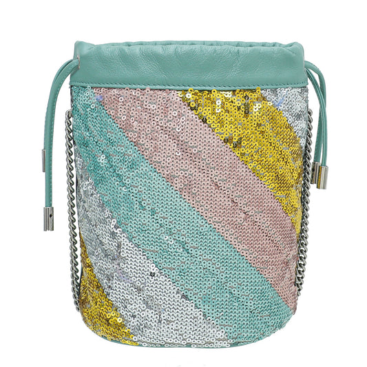 Gucci Mint Green GG Marmont Mini Sequin Bucket Bag