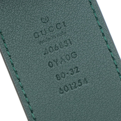 Gucci Green GG Marmont Leather Belt with Shiny Buckle 32