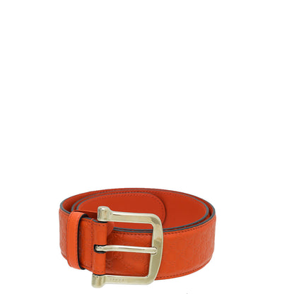 Gucci Orange GG Microguccissima Buckle Belt 32