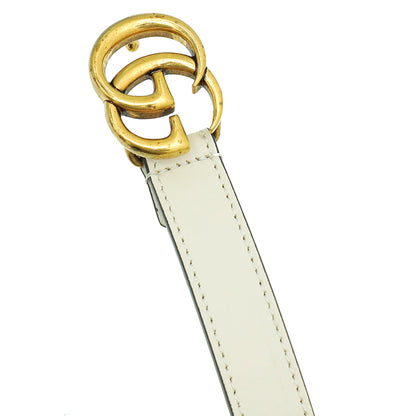 Gucci White Double G Buckle 20mm Belt 32