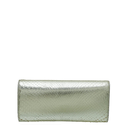 Gucci Gold Snakeskin GG Broadway Clutch