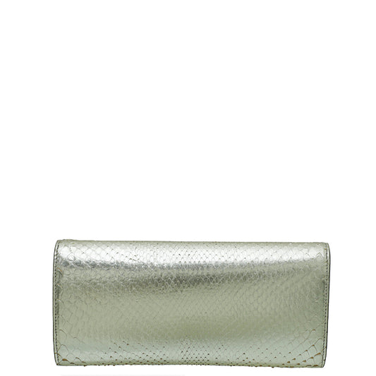 Gucci Gold Snakeskin GG Broadway Clutch