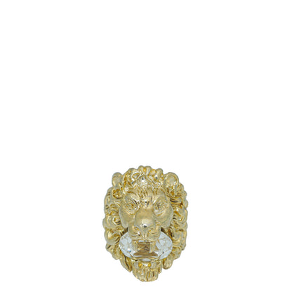 Gucci Gold Lion Head With Crystal Ring 16