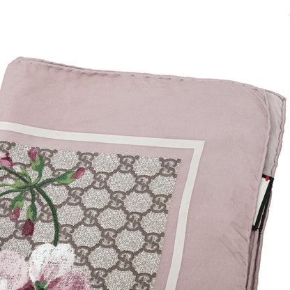 Gucci Antique Rose Multicolor GG Blooms Print Silk Scarf