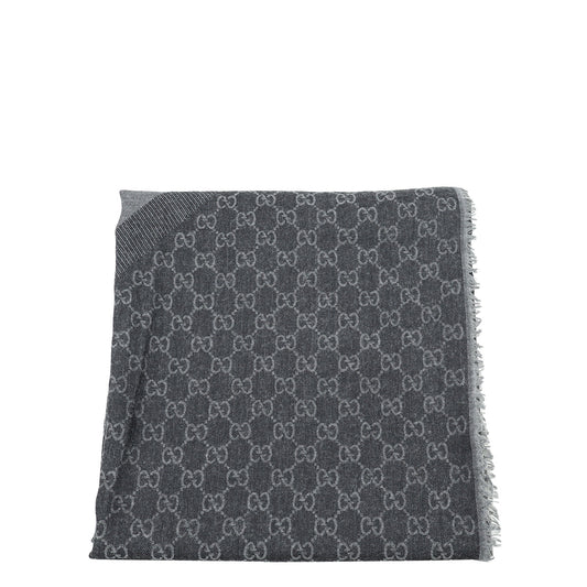 Gucci Grey GG Wool Jacquard Shawl