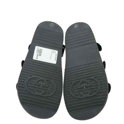 Gucci Black Mini Double G Rubber Sandal 38