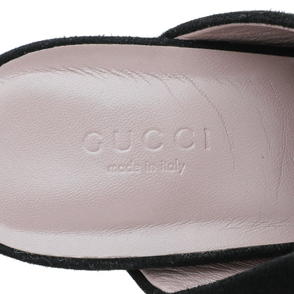 Gucci Black Suede Maxime Crystal Covered Horsebit Sandals 40.5