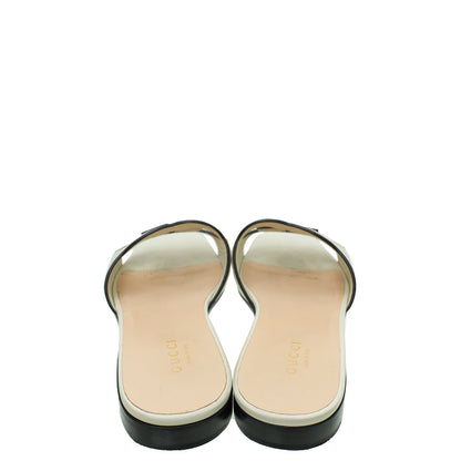 Gucci Off White Interlocking G Cut Out Slide Sandal 35