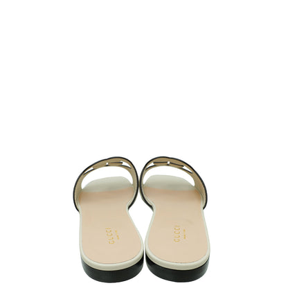 Gucci White Cream GG Cut Out Flat Sandal 38