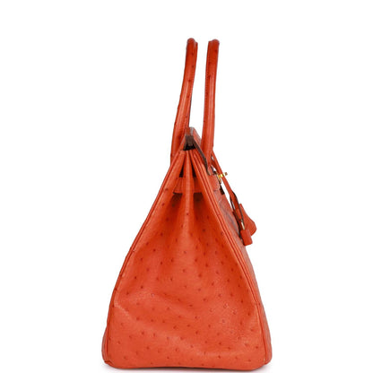 Hermes Birkin 35 Tangerine Ostrich Gold Hardware