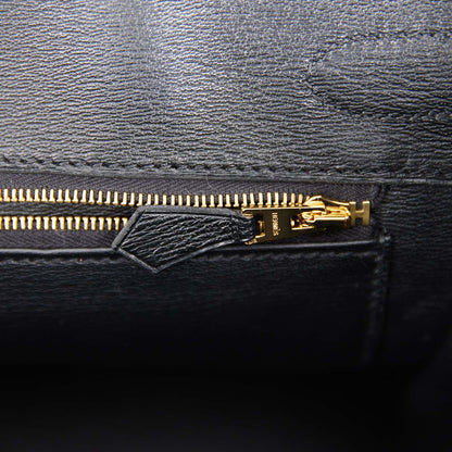 Hermes Birkin 30 Black Shiny Porosus Crocodile Gold Hardware