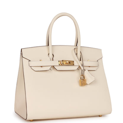 Hermes Birkin 30 Sellier Nata Epsom Gold Hardware