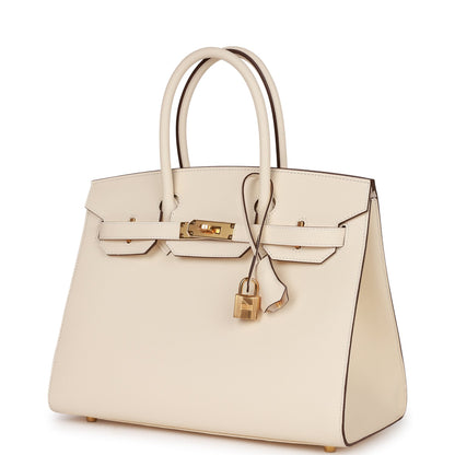 Hermes Birkin 30 Sellier Nata Epsom Gold Hardware