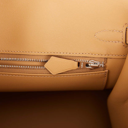 Hermes Birkin 25 In & Out Biscuit Swift Palladium Hardware