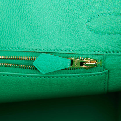 Hermes Birkin 30 Menthe Clemence Gold Hardware
