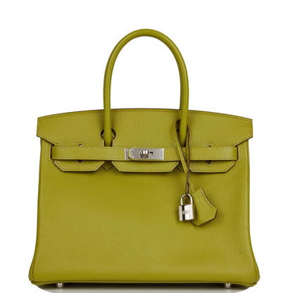 Hermes Birkin 30 Vert Anis Chevre Palladium Hardware