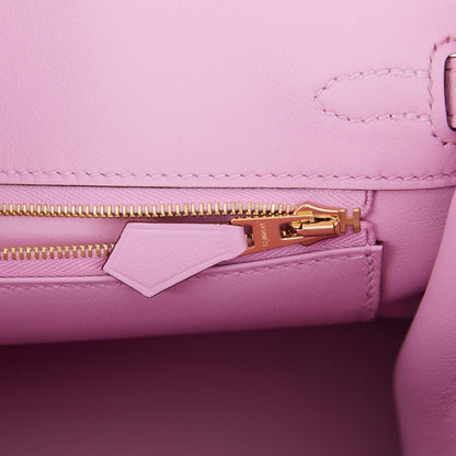 Hermes Birkin 25 Mauve Sylvestre Swift Rose Gold Hardware