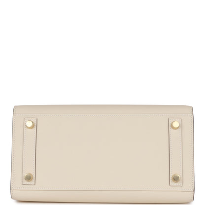Hermes Birkin 25 Sellier Craie and Gris Asphalte Epsom Brushed Gold Hardware