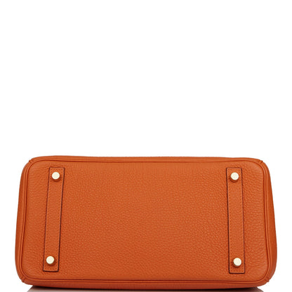 Hermes Birkin 30 Orange Clemence Gold Hardware