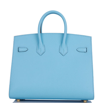 Hermes Birkin 25 Sellier Celeste Epsom Gold Hardware