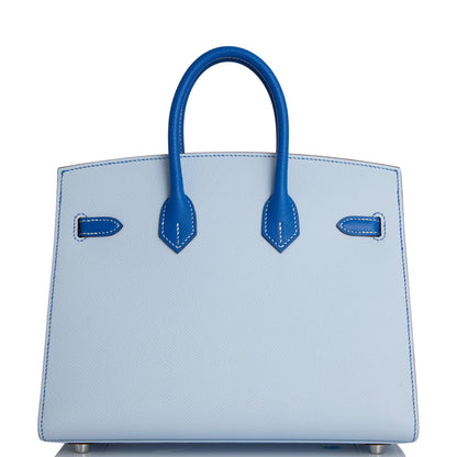 Hermes Birkin 25 Sellier Bleu Brume and Bleu Zellige Epsom Brushed Palladium Hardware