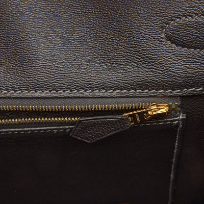 Hermes Birkin 35 Graphite Shiny Porosus Crocodile Gold Hardware