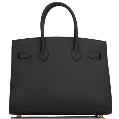 Hermes Birkin 30 Sellier Black Epsom Gold Hardware