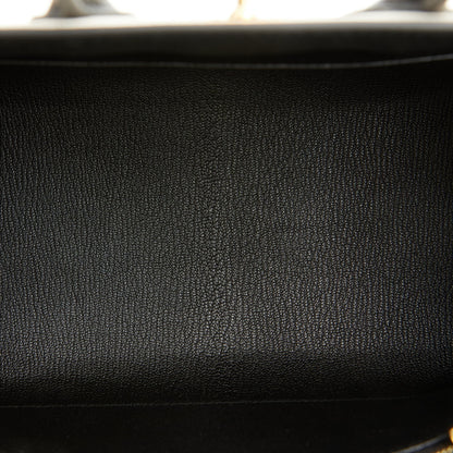 Hermes Birkin 25 Sellier Craie and Black Epsom Gold Hardware