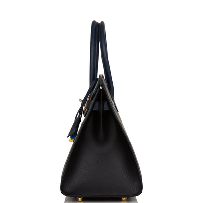 Hermes Birkin 30 Casaque Black, Bleu Indigo and Bleu Zanzibar Epsom Gold Hardware