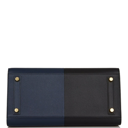 Hermes Birkin 30 Casaque Black, Bleu Indigo and Bleu Zanzibar Epsom Gold Hardware