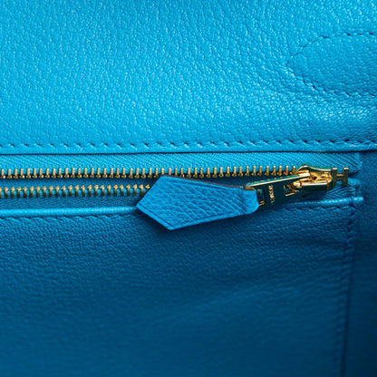 Hermes Birkin 30 Bleu Frida Epsom Gold Hardware