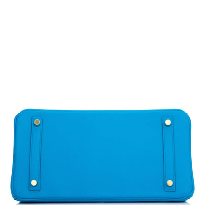 Hermes Birkin 30 Bleu Frida Epsom Gold Hardware