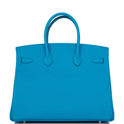 Hermes Birkin 35 Bleu Zanzibar Epsom Palladium Hardware