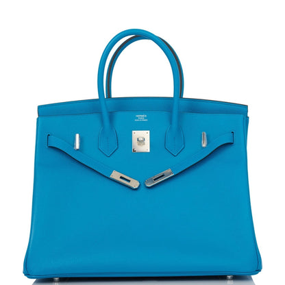 Hermes Birkin 35 Bleu Zanzibar Epsom Palladium Hardware
