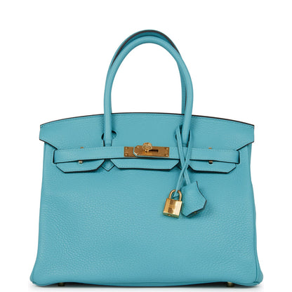 Hermes Birkin 30 Bleu Paon Togo Gold Hardware