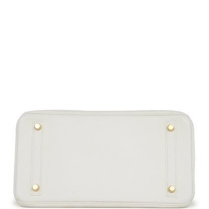 Hermes Birkin 30 White Clemence Gold Hardware