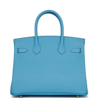 Hermes Birkin 30 Celeste Epsom Gold Hardware