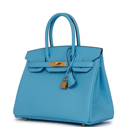 Hermes Birkin 30 Celeste Epsom Gold Hardware