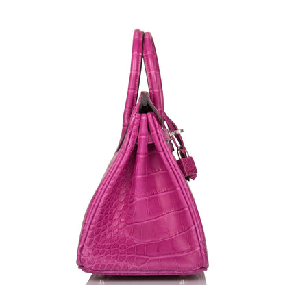 Hermes Birkin 25 Rose Scheherazade Matte Alligator Palladium Hardware