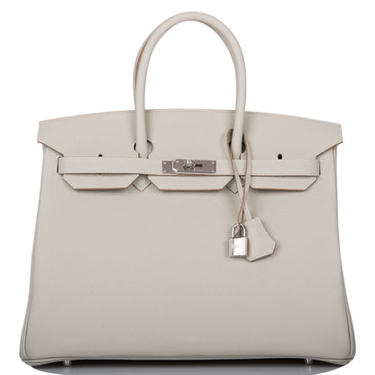 Hermes Birkin 35 Gris Perle Togo Palladium Hardware