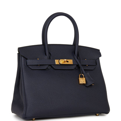 Hermes Birkin 30 Bleu Nuit Togo Gold Hardware