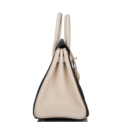 Hermes Birkin 25 Black and Craie Togo Brushed Gold Hardware