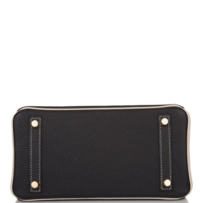 Hermes Birkin 25 Black and Craie Togo Brushed Gold Hardware