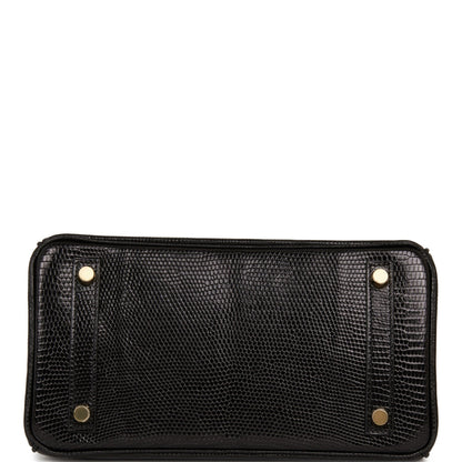 Hermes Birkin 25 Black Lizard Gold Hardware