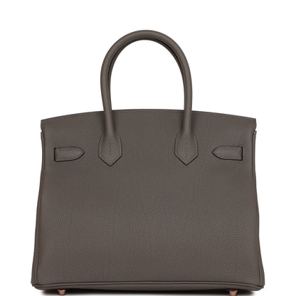 Hermes Birkin 30 Gris Meyer Togo Rose Gold Hardware